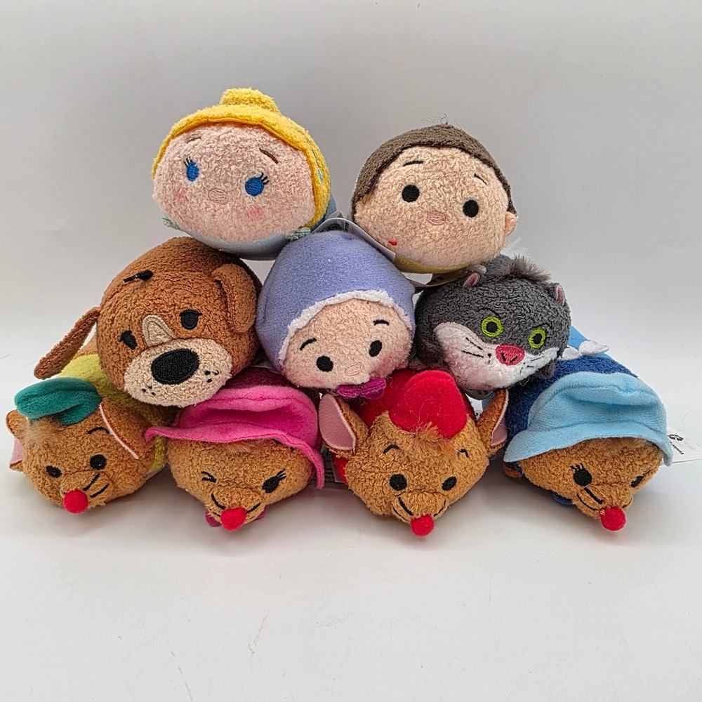 Disney Tsum Tsum Cinderella Mini Plush Set of 9 Cinderella Prince Mice Lucifer